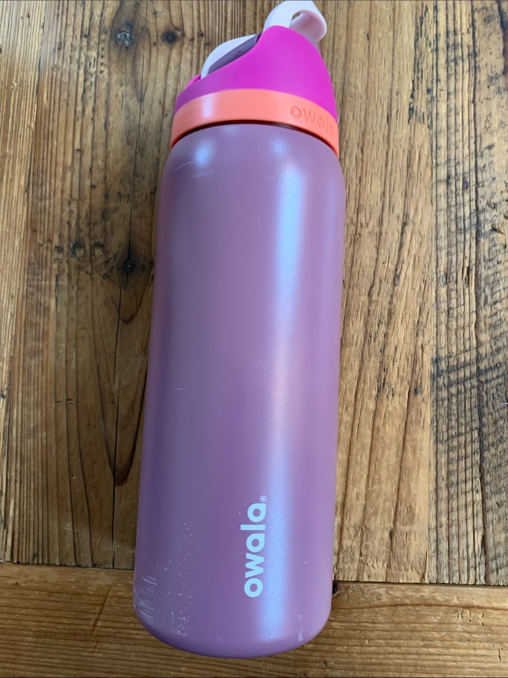 Owala Purple and Pink Stainless Water Bottle with Coral Accent